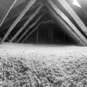 blown-in insulation in an attic for proper home insulation and heating and cooling efficiency