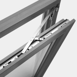 image showing the connections and a tilted open European style replacement window by Stage Windows and Doors